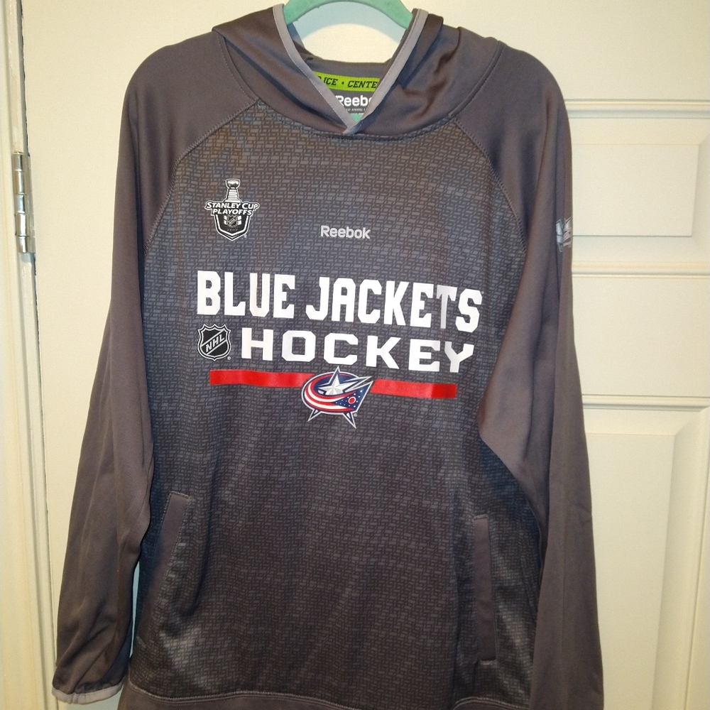 Reebok Blue Jackets Hockey Pullover Hoodie - Gray